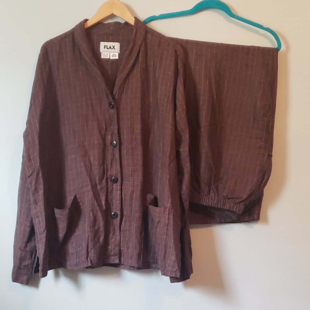 FLAX 100% Linen Brown Set